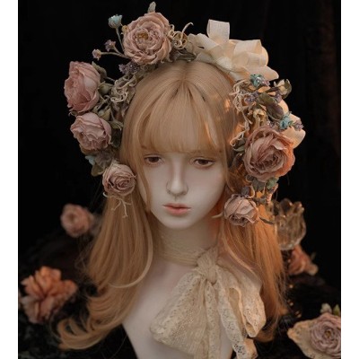 Hoshibako Works Oil Painting Rose Handmade Flower Crown and Brooch Set(Reservation/Full Payment Without Shipping)